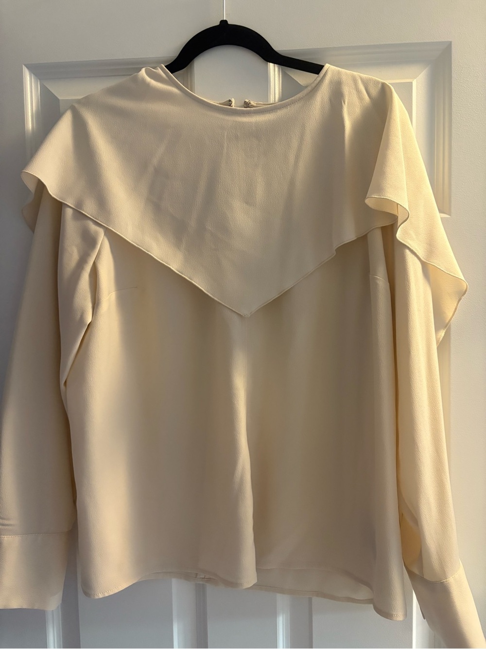 Who What Wear Cream Ruffle Yoke Blouse